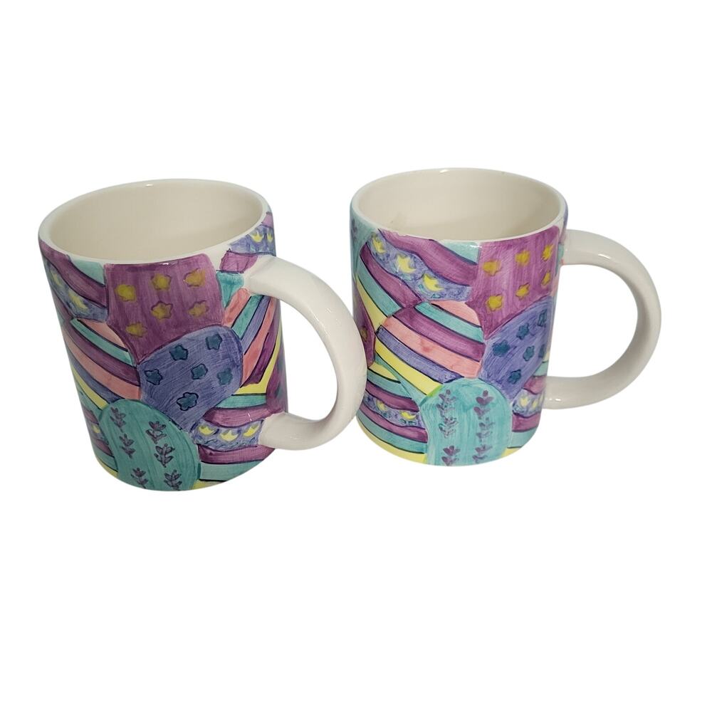 Vintage 1996 Mervyn's Coffee Mugs Easter Parade 4" Tall x 3.250" Wide 2926-1TCB9